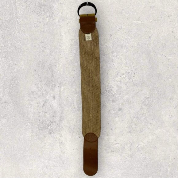 Sezane Carlie Belt Honey Wide Buckle Leather Antique Gold Size 80 cm 31.5 Inches - Picture 10 of 16